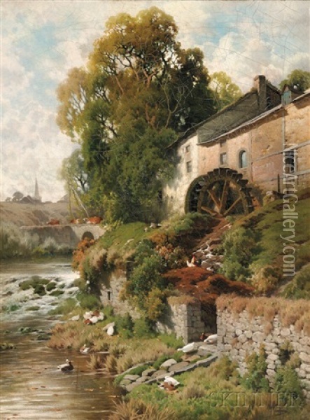 Le Moulin A Eau Oil Painting - Jacques Janssens