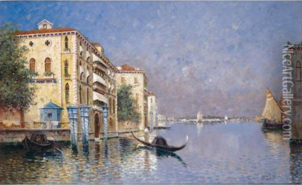 Canal De Venecia (venetian Canal) Oil Painting - Rafael Senet y Perez