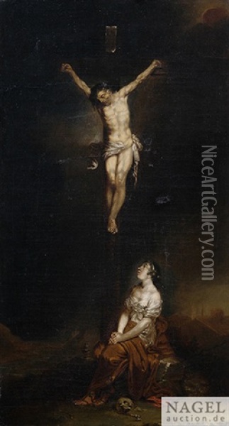 Der Gekreuzigte Christus Mit Maria Magdalena Oil Painting - Januarius Johann Rasso Zick