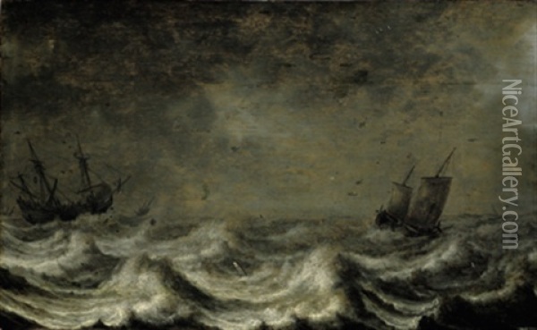 Schiffe Auf Bewegter See Oil Painting - Pieter Mulier the Elder