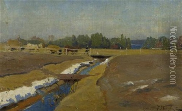 Landschaft Mit Kanal Oil Painting - Alexandr Vladimirovich Makovsky