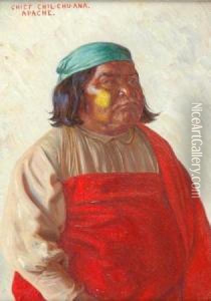 Chief Chil-chu-ana, Apache Oil Painting - Elbridge Ayer Burbank