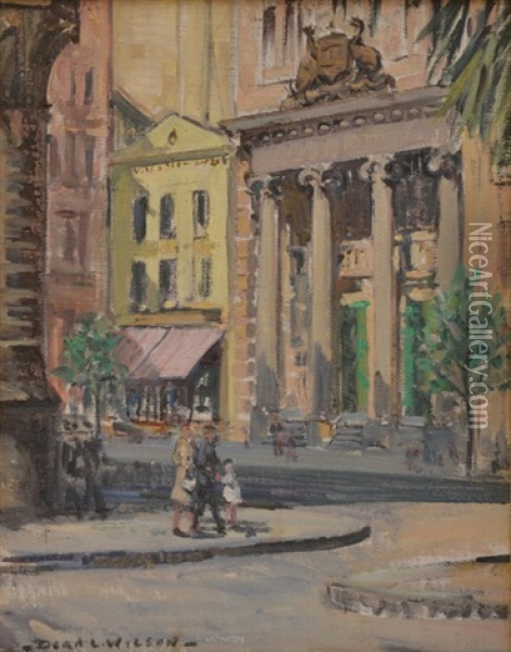 Queen Street And Collins Street Oil Painting - Dora Lynell A. Wilson