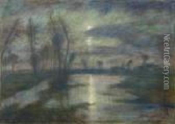 Mondnacht Oil Painting - Otto Modersohn