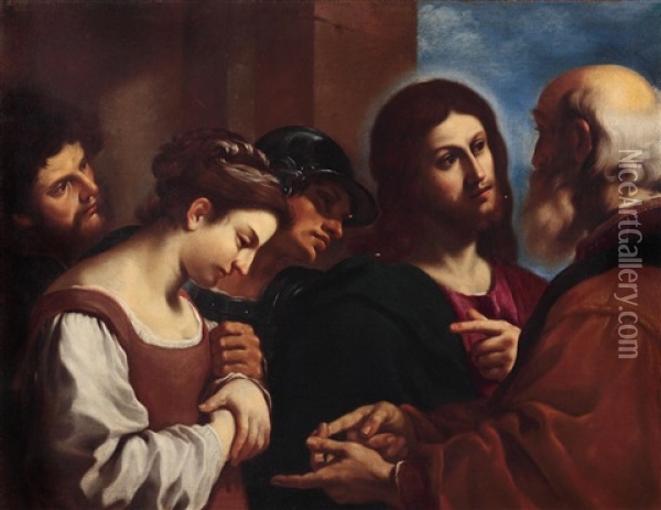 Und Christus Und Die Ehebrecherin Oil Painting -  Guercino