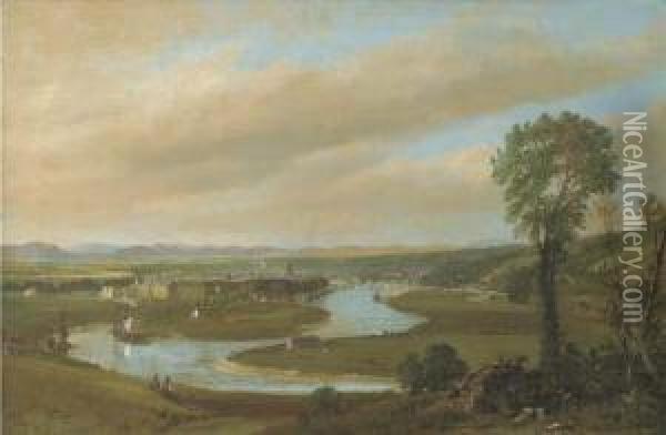 View Of Perth And The Tay Oil Painting - James Hall Cranstoun