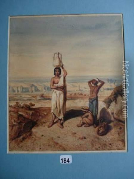 La Porteuse D'eau En Egypte Oil Painting - Alexandre Gabriel Decamps