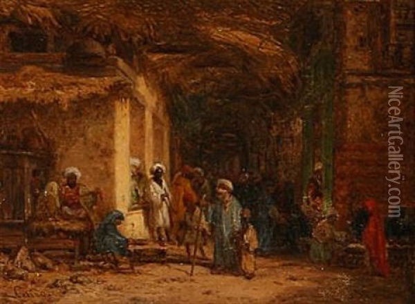 A Bazar Street In Cairo Oil Painting - Bernhard H. Fiedler