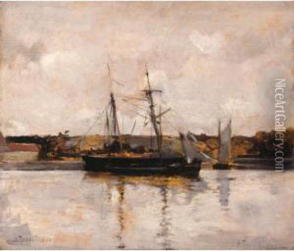 Boats At Dieppe Oil Painting - John Henry Twachtman