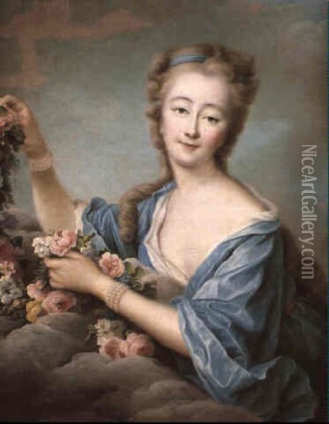 Madame Du Barry En Flore Oil Painting - Francois Hubert Drouais