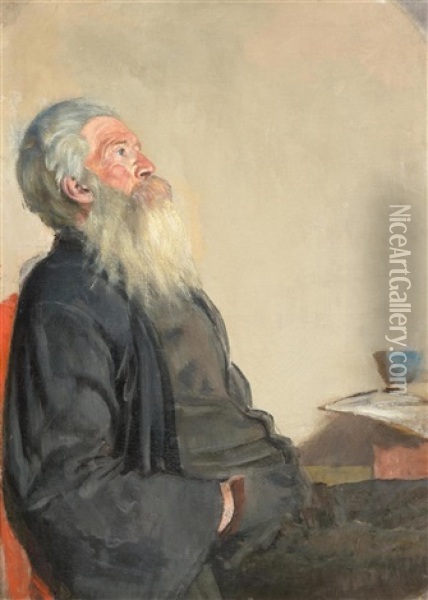 Old Man Contemplating Oil Painting - Ferdinand Hodler
