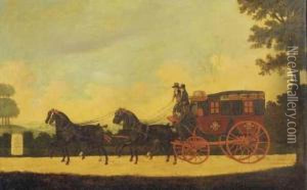The Norwich To London Royal Mail Coach Oil Painting - John Cordrey
