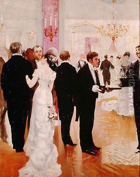 The Wedding Reception, c.1900 Oil Painting - Jean-Georges Beraud