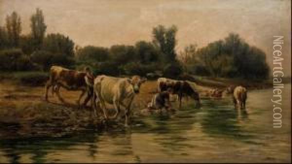 Lavanderas En El Rio Oil Painting - Ramon Mestre Vidal