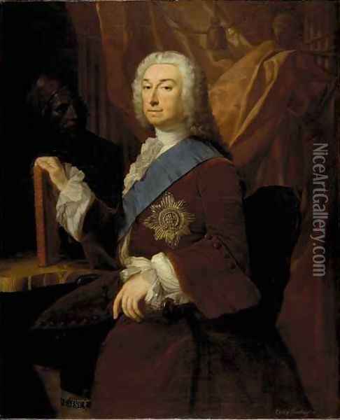 Portrait of Richard Boyle 3rd Earl of Burlington Oil Painting - George Knapton