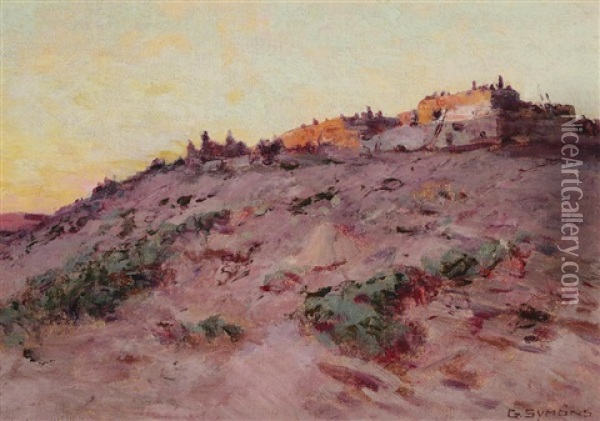 Pueblo At Sunset Oil Painting - George Gardner Symons