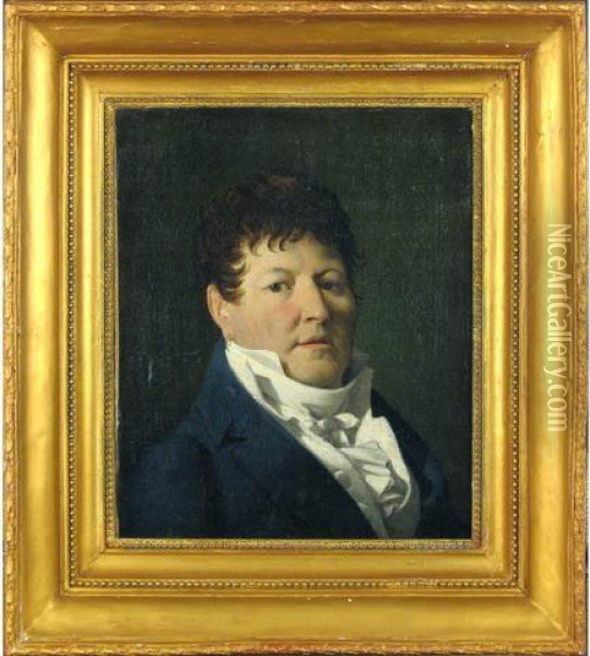 Portrait De Mr Pardon En Gilet, Chemise Et Cravate Blanche Oil Painting - Nicolas Antoine Taunay
