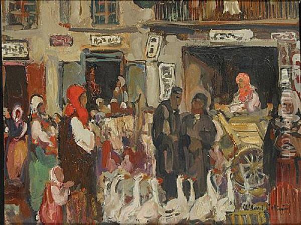 Scene De Rue En Pologne Oil Painting - Fernand Allard L'Olivier