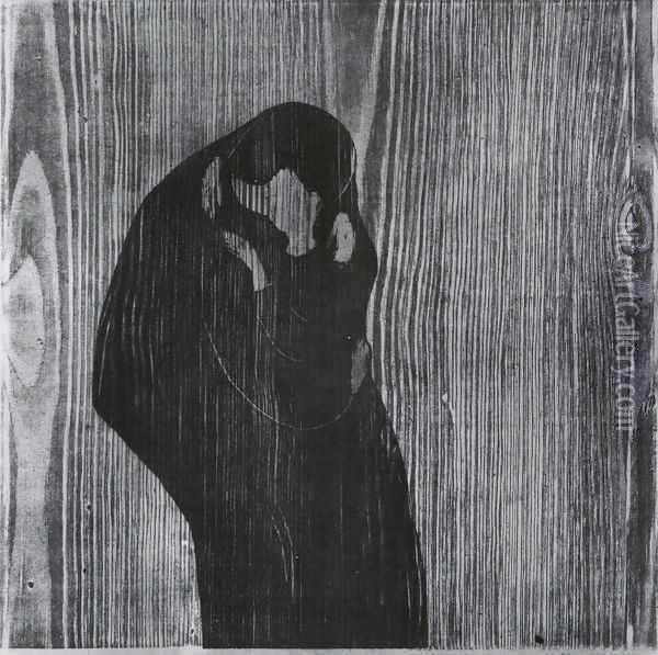 le baiser gravure sur bois Oil Painting - Edvard Munch