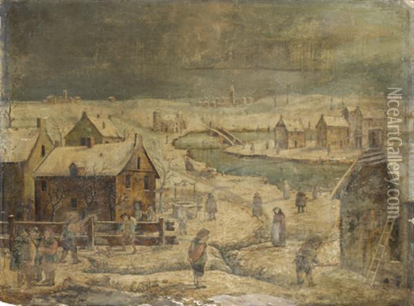 Paysage D'hiver
 Panneau, Une Planche, Renforce Oil Painting - Jacques Fouquieres