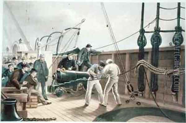 Splicing the cable after the first accident on board the Great Eastern Oil Painting - Robert Dudley