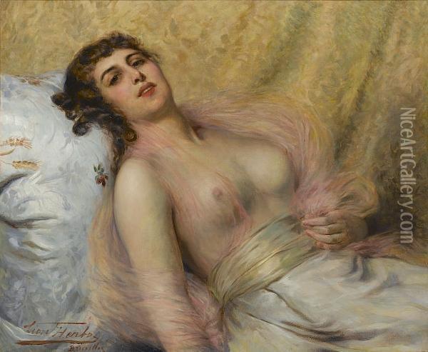 A Reclining Beauty Oil Painting - Leon Herbo