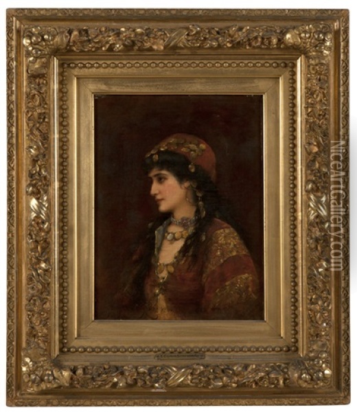 Portrait Of A Gypsy Woman Oil Painting - Emile Eisman-Semenowsky