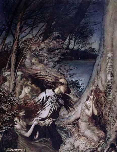 Fairy Illustration, 1912 Oil Painting - Arthur Rackham