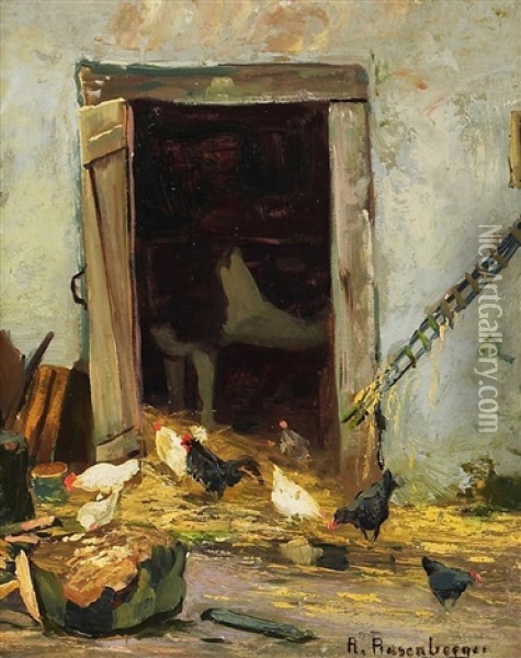 Hinter Dem Kuhstall Oil Painting - Alfred Rasenberger