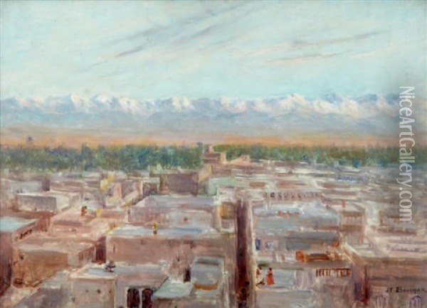 Les Terrasses, Marrakech Oil Painting - Joseph Felix Bouchor