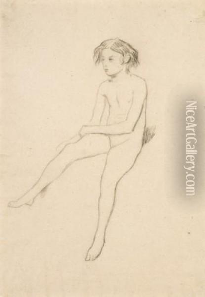 Fillette Nue Assise Oil Painting - Suzanne Valadon