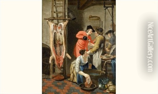 Carcasse De Porc Oil Painting - Jan Josef Horemans the Younger
