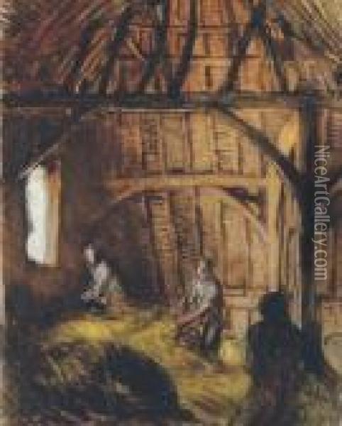 Study For The Barn At Deer's Farm Oil Painting - George Clausen