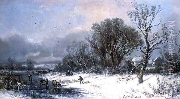 Winter Delights Oil Painting - Adolf Stademan