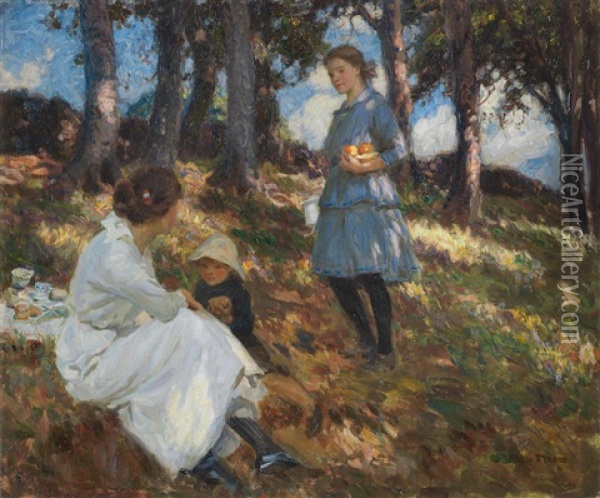 A Picnic Oil Painting - Frederick Stead