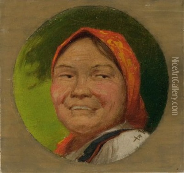 Portrat Einer Bauerin (study) Oil Painting - Roman Kochanowski