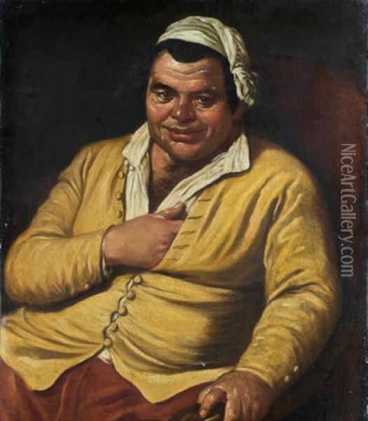 Portrait D'homme Au Gilet Jaune Oil Painting - Antonio Cifrondi