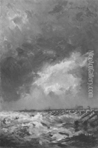 Wolken Und Seestuck Bei Ostende Oil Painting - Friedrich Ernst Morgenstern