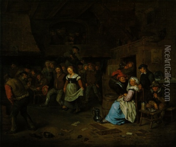 Feiernde Bauern Im Wirtshaus Oil Painting - Egbert van Heemskerck the Younger