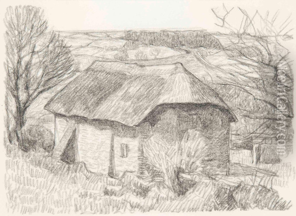 The Barn In The Fields Oil Painting - Robert Polhill Bevan