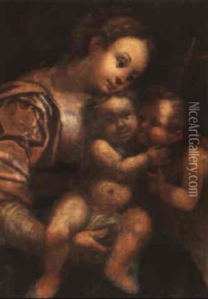 The Madonna And Child With The Infant St. John The Baptist Oil Painting - Bartolomeo Schedoni