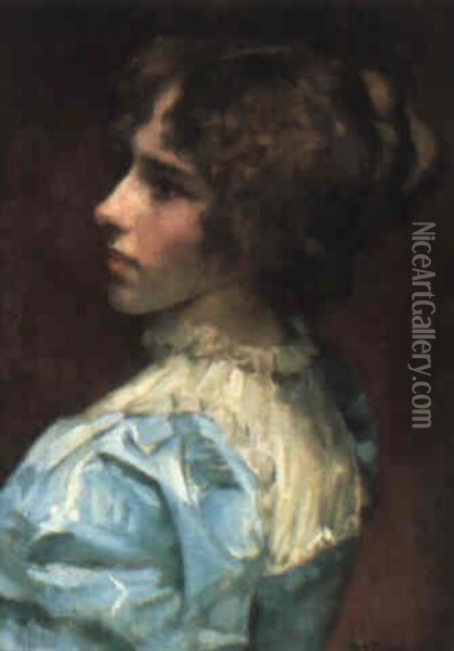 The Blue Dress Oil Painting - William A. Breakspeare