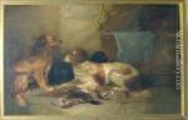 Spaniels And Game Oil Painting - Landseer, Sir Edwin