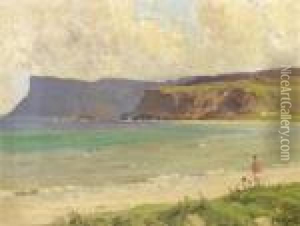 By The Beach Near Rockport, Co. Antrim Oil Painting - James Humbert Craig