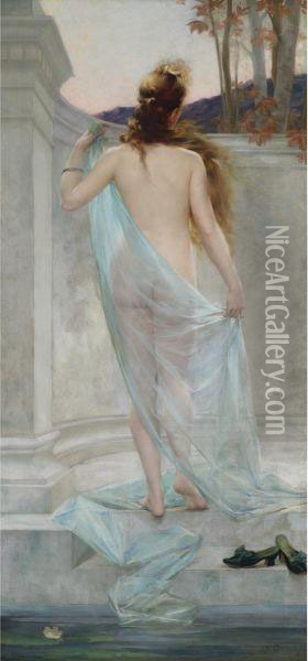 Diana Leaving Her Bath Oil Painting - Edouard-Marie-Guillaume Dubufe