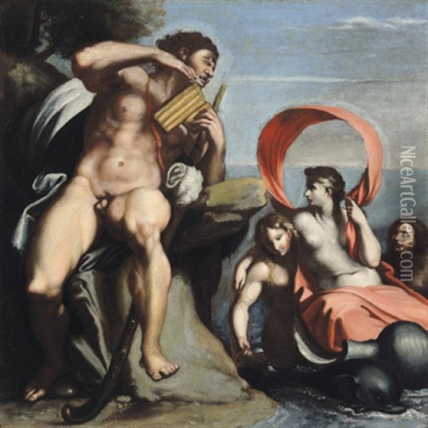 Polifemo E Galatea: Polyphem Und Galathea Oil Painting - Annibale Carracci