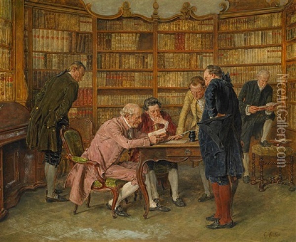 Die Gelehrtenversammlung Oil Painting - Carl Wilhelm Anton Seiler