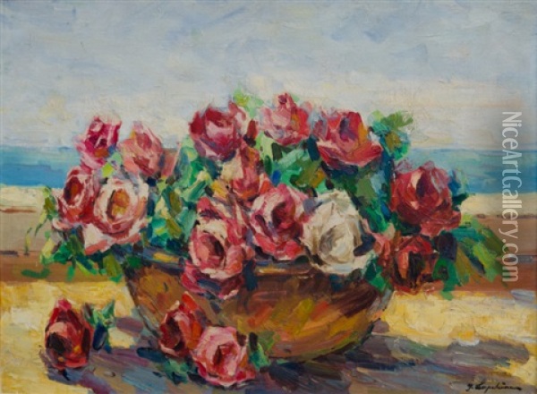 Flowers Oil Painting - Georgi Alexandrovich Lapchine