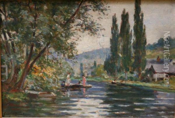 Canotage A Cailly Sur Eure Oil Painting - Georges Binet