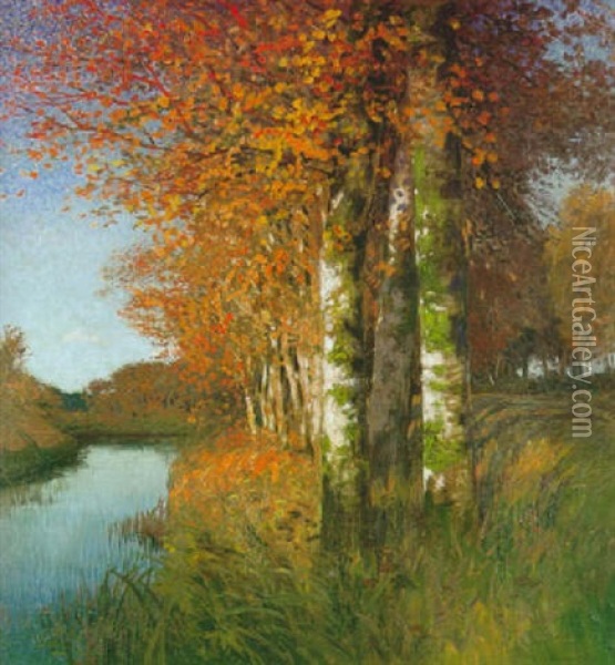 Birken Am Moorgraben Oil Painting - Hans am Ende